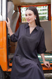Exclusive Western Wear V Neck Cotton Fabric with Astar Dress (D. Grey)