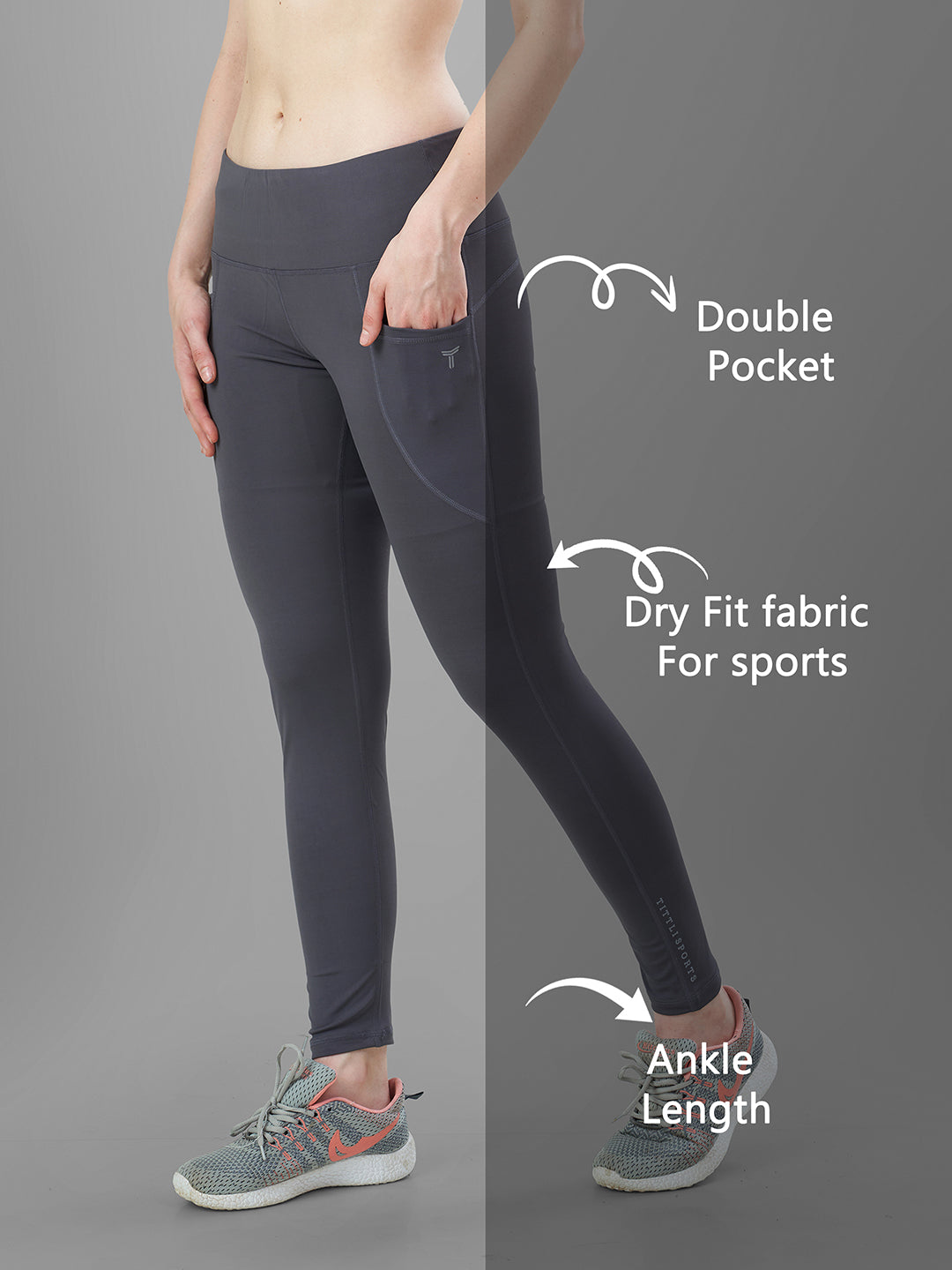 Grey Gym Tights for Women | Tittli
