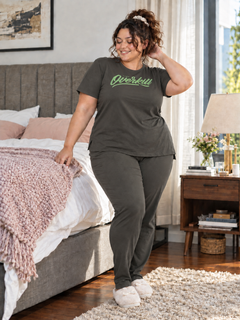 Premium Night Suit Plus Size For Ladies (Olive)