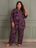 TITTLI Women All Over Printed Viscose Rayon Tunic And Trouser Co-Ord Set (Wine)