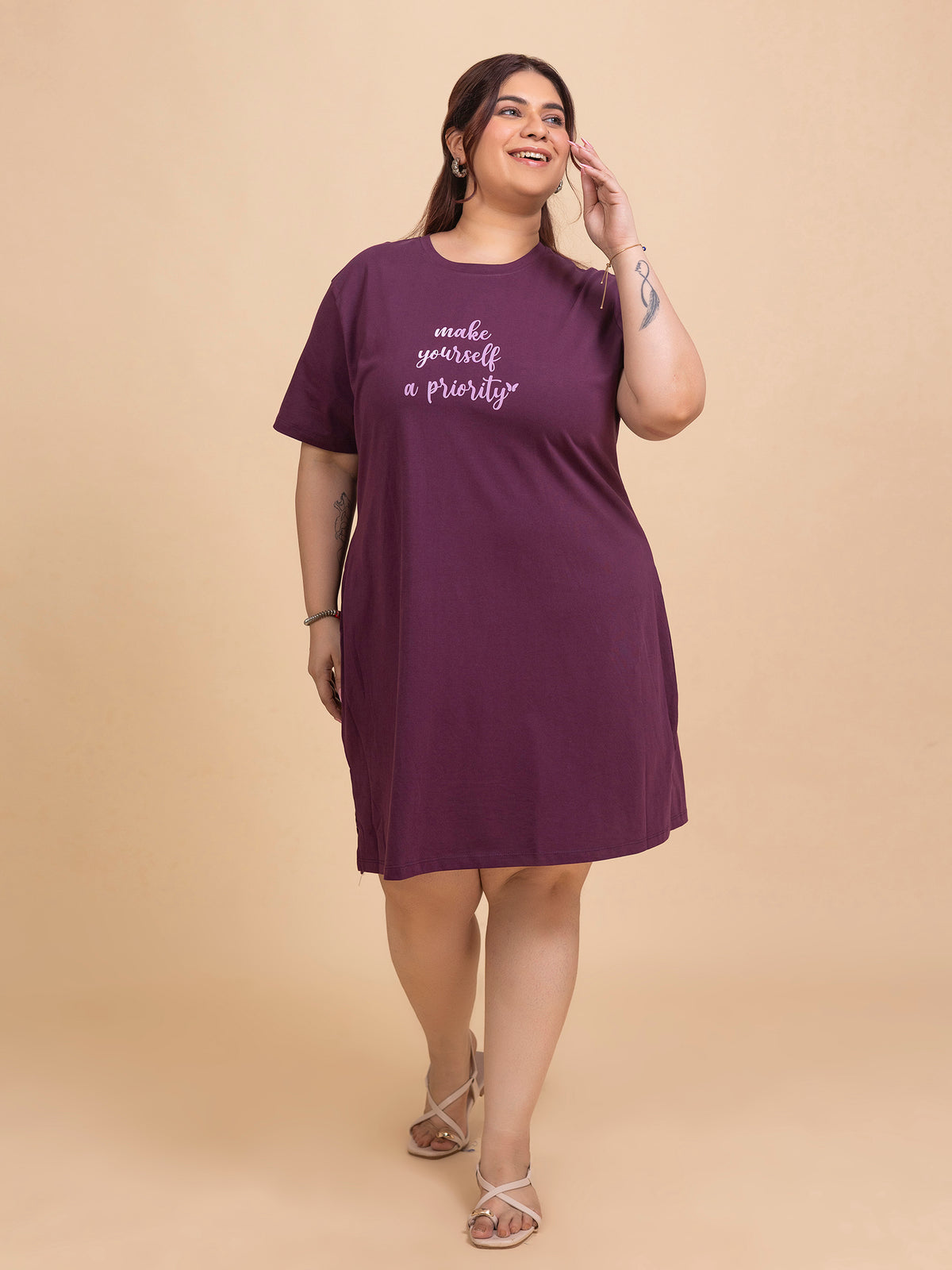 Everyday Comfort Plus Size Long T-Shirt (P. Wine)