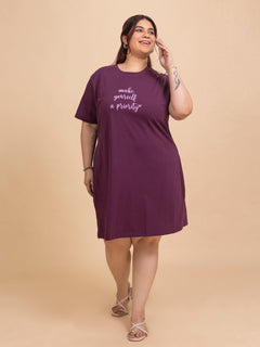 Everyday Comfort Plus Size Long T-Shirt (P. Wine)