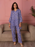 TITTLI Women Muslin Rayon Printed Tunic And Trouser Co-Ord Set (Lavender)