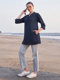 Trendy Tunic Tops For Women (Navy Blue)
