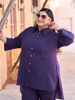 Pure Cotton Tunic & Trouser Co-Ord Set (Wine)