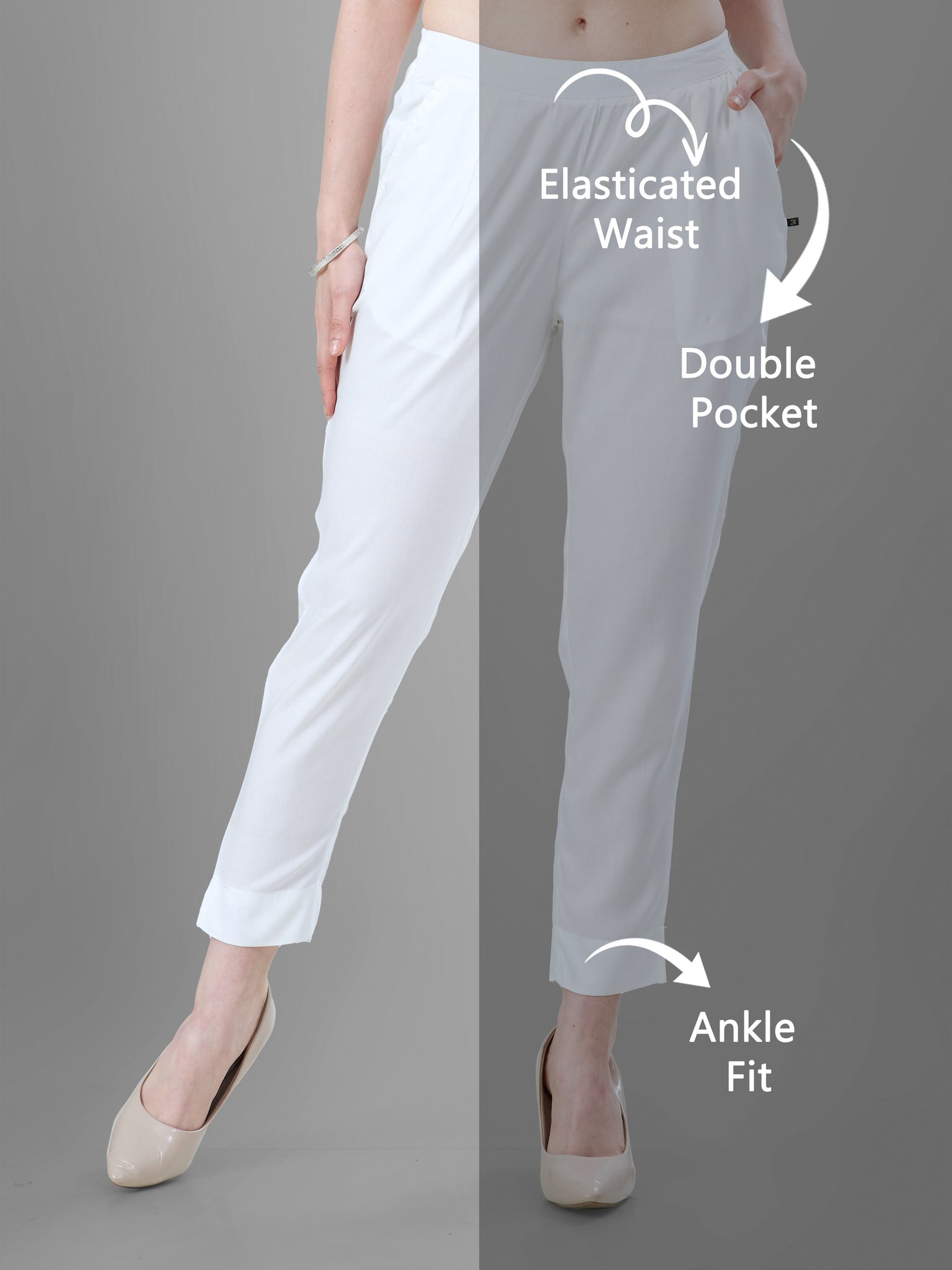White Trendy straight Kurti Pants for Women online | shop now
