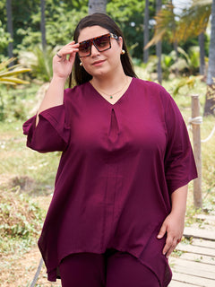Rayon Tunic Kurta & Trouser Co-Ord Set (Wine)