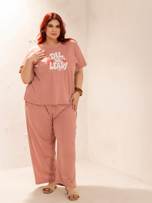 Ultra Comfy Plus Size Night Suit Set (Peach)