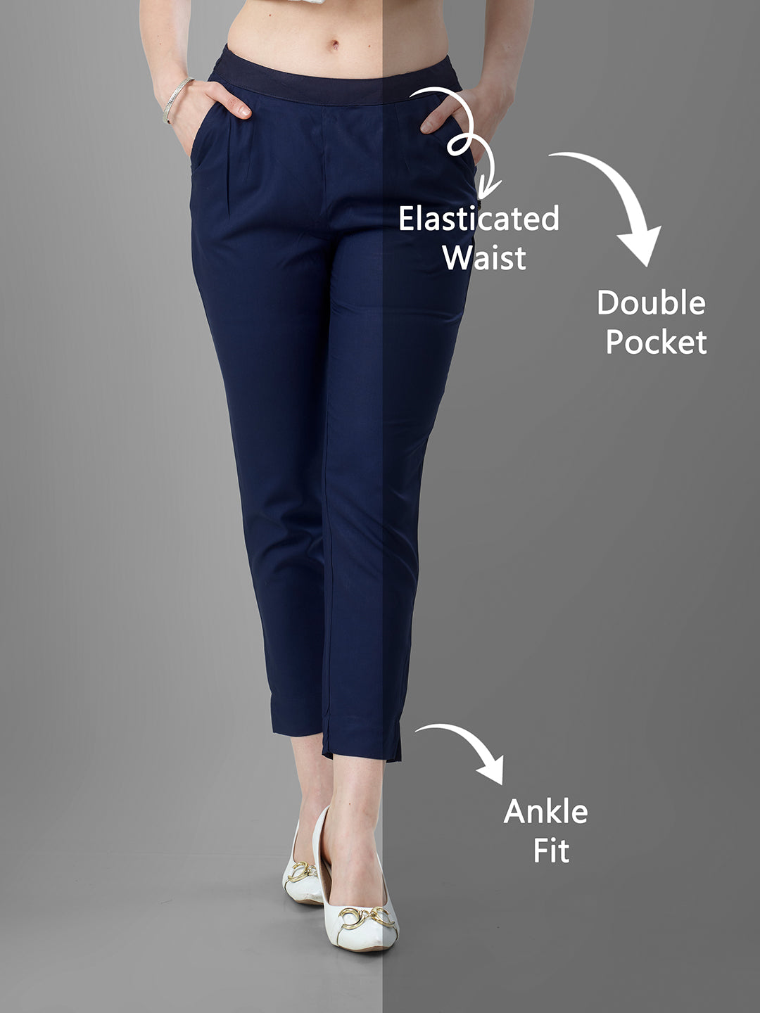 Navy Blue Trendy straight Kurti Pants for Women online | Tittli