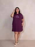 Women's Plus Size Knee Length T-Shirt (P. Wine)
