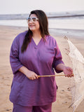 Cotton Silk Tunic & Trouser Plus Size Co-Ord Set (Onion)
