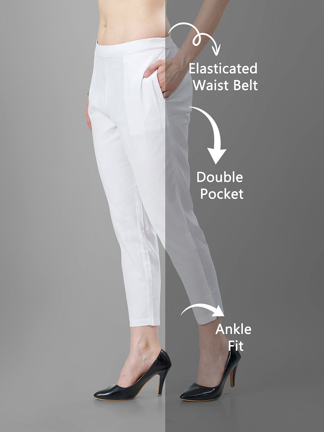 Buy Casual Pants for Women in White | Tittli