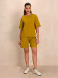 TITTLI Women Pure Cotton Solid T-Shirt and Shorts Co-Ord Set (Liril)