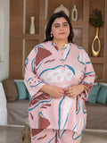 Plus size Rayon Digital Printed Co-Ord Set (Peach)
