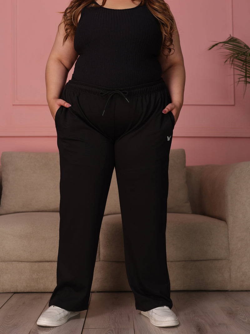 Knitted Cotton Fabric 240 GSM Heavy Quality Black Color Regular Fit Track Pant For Women