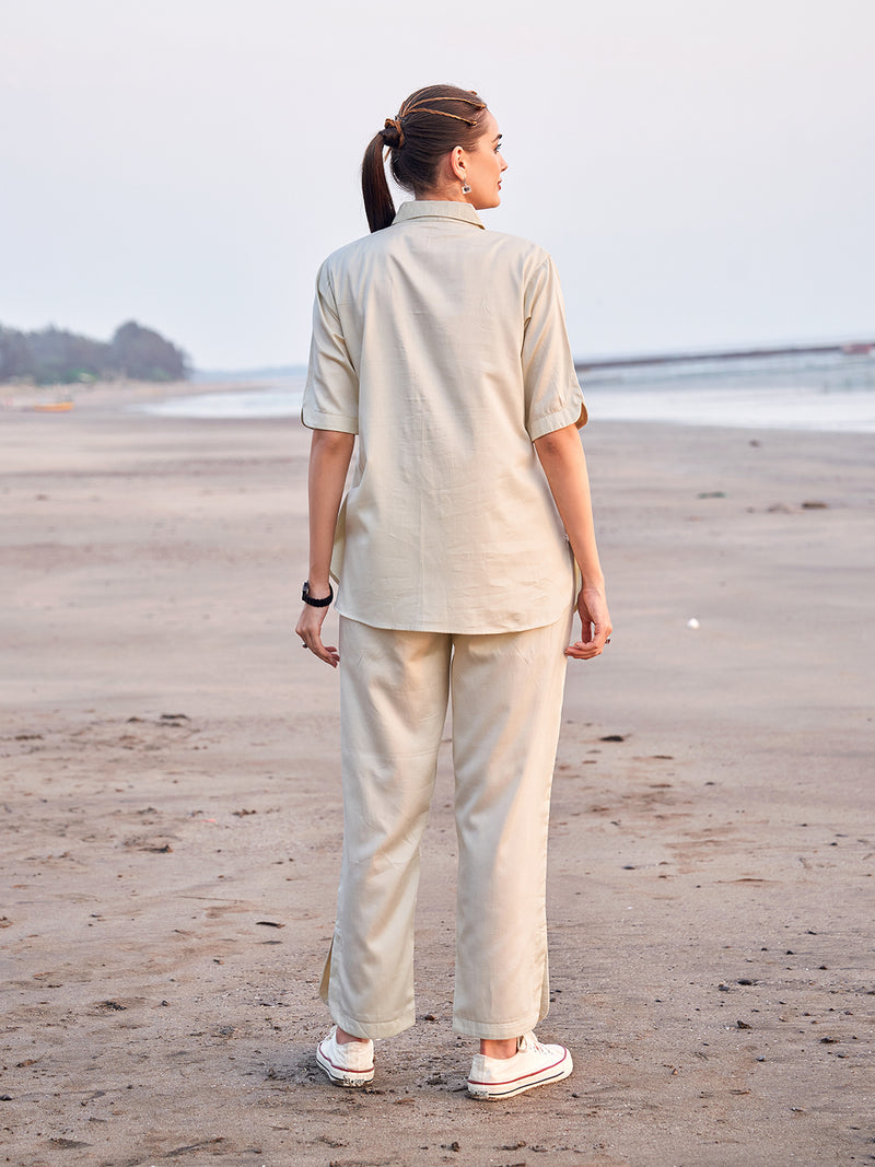 Frail Cream Co-Ord Set for Women Online in India at Tittli