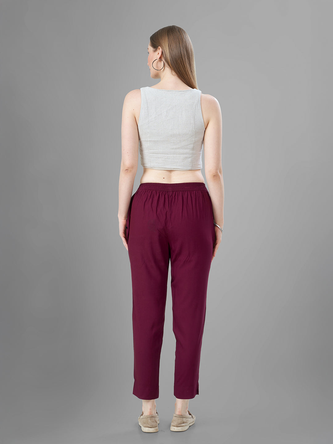 Wine Trendy straight Kurti Pants for Women closer view