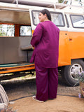 Cotton Silk Tunic & Trouser Plus Size Co-Ord Set (Wine)