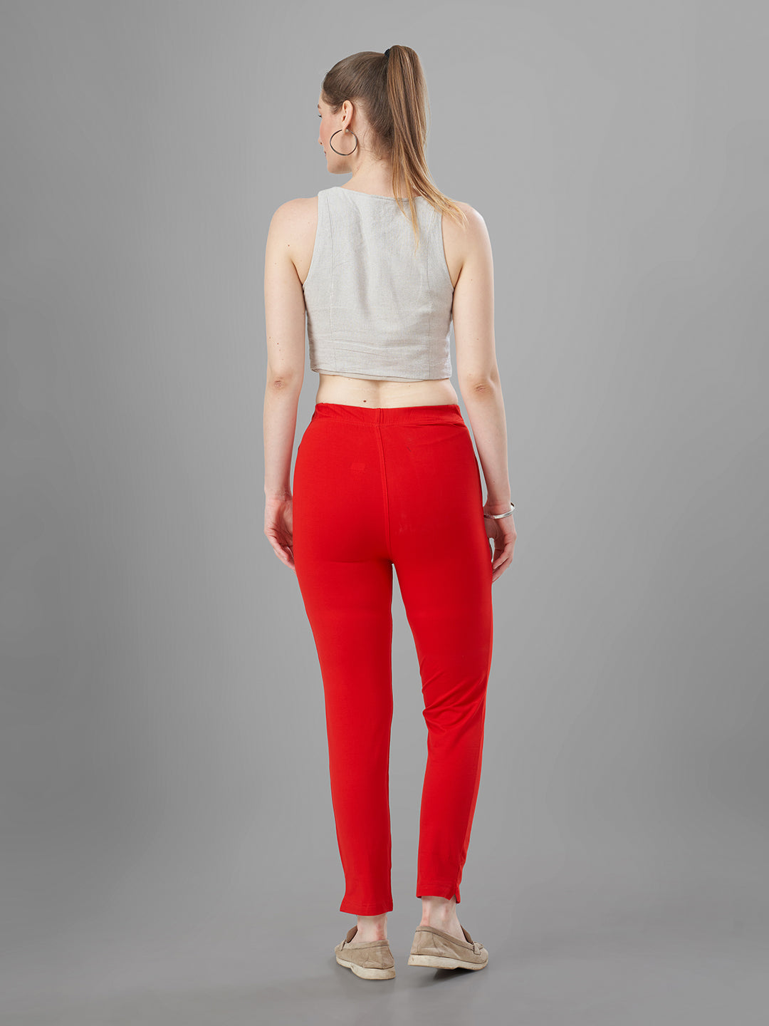 Red Straight Pants for Kurtis back view