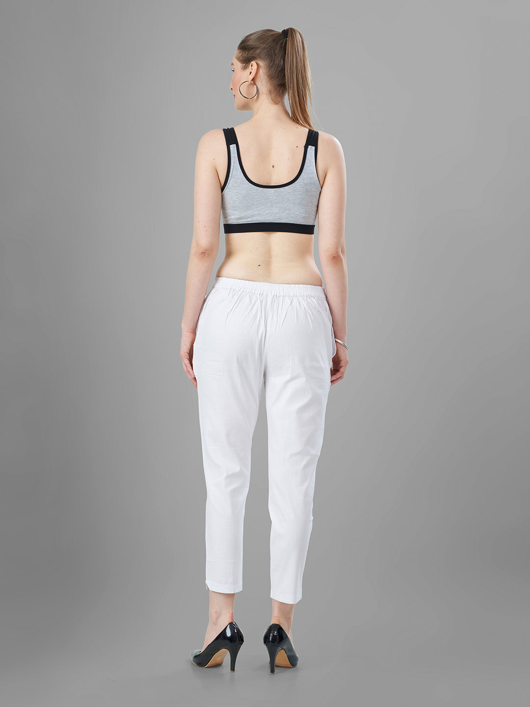 Buy Casual Pants for Women in White back view