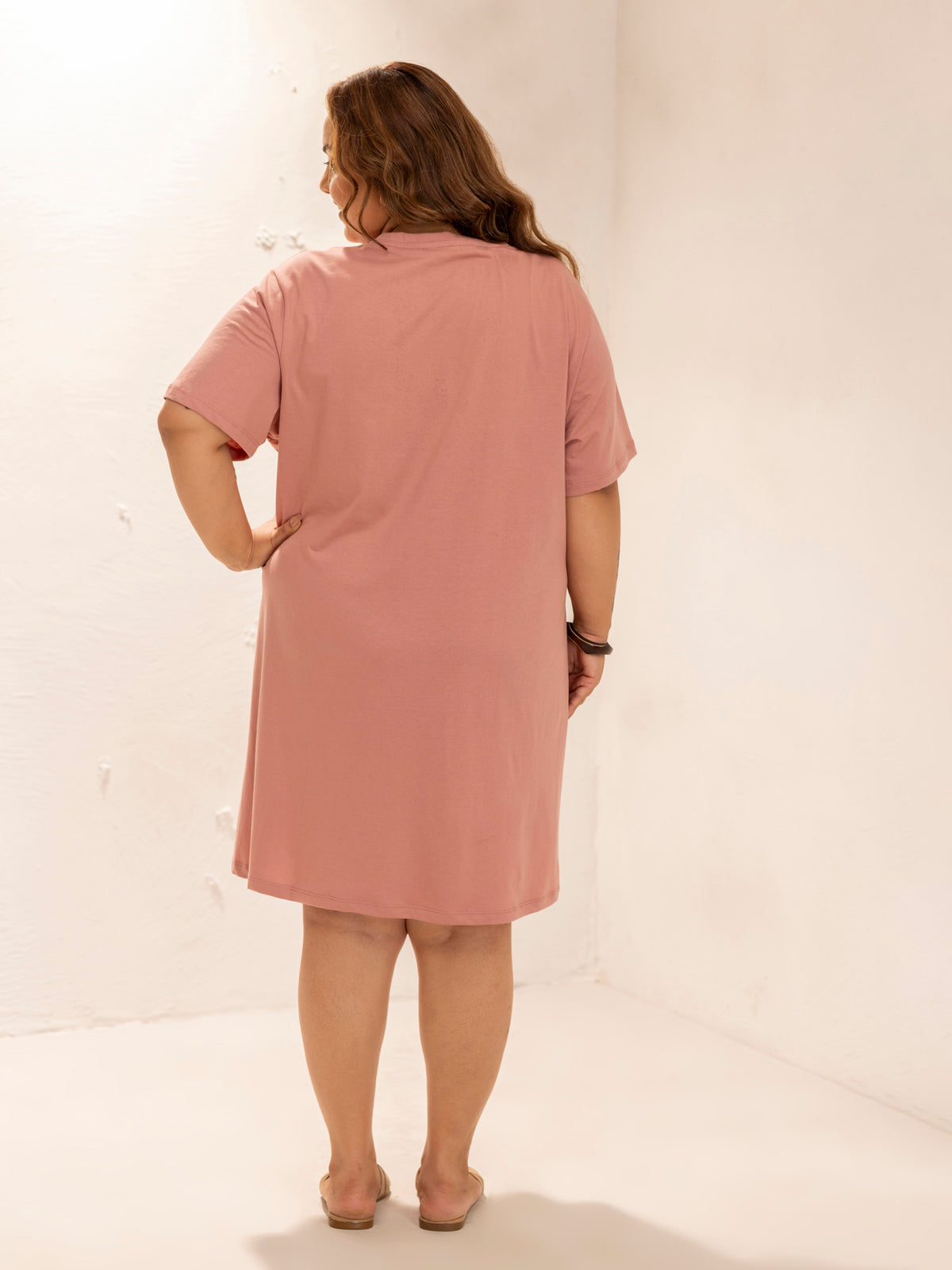 Everyday Comfort Plus Size Long T-Shirt (Peach)