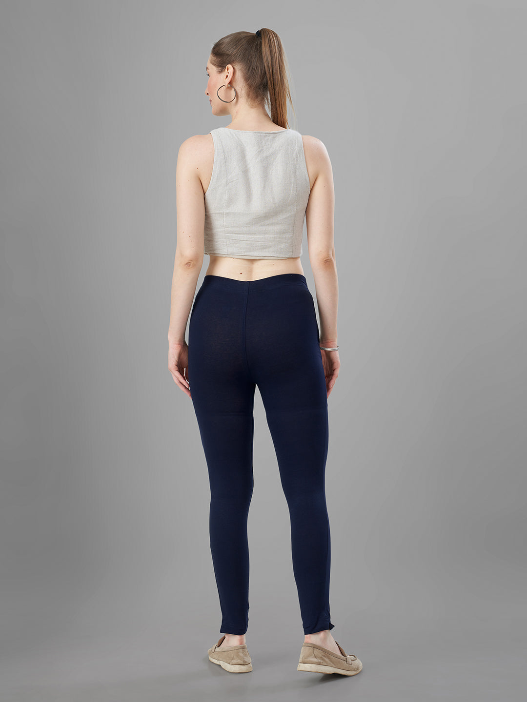 Navy Blue Straight Pants for Kurtis back view