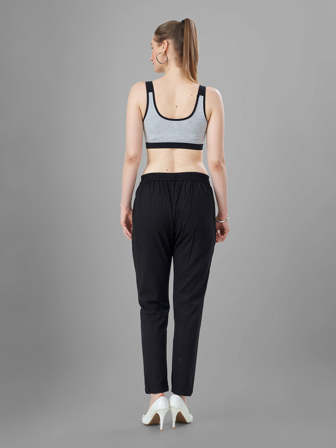 Buy Casual Pants for Women in Black back view
