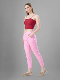 Trendy Straight Kurti Pants For Women In Solid Colors | Tittli (Pink)