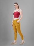 Trendy Straight Kurti Pants For Women In Solid Colors | Tittli (Mustard)