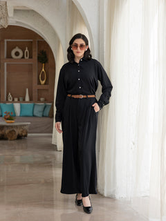 Oversize Shirt And Palazoo Casual Wear Co-Ord Set (Black)