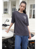 Oversized Back Printed T-Shirts For Women (Grey)