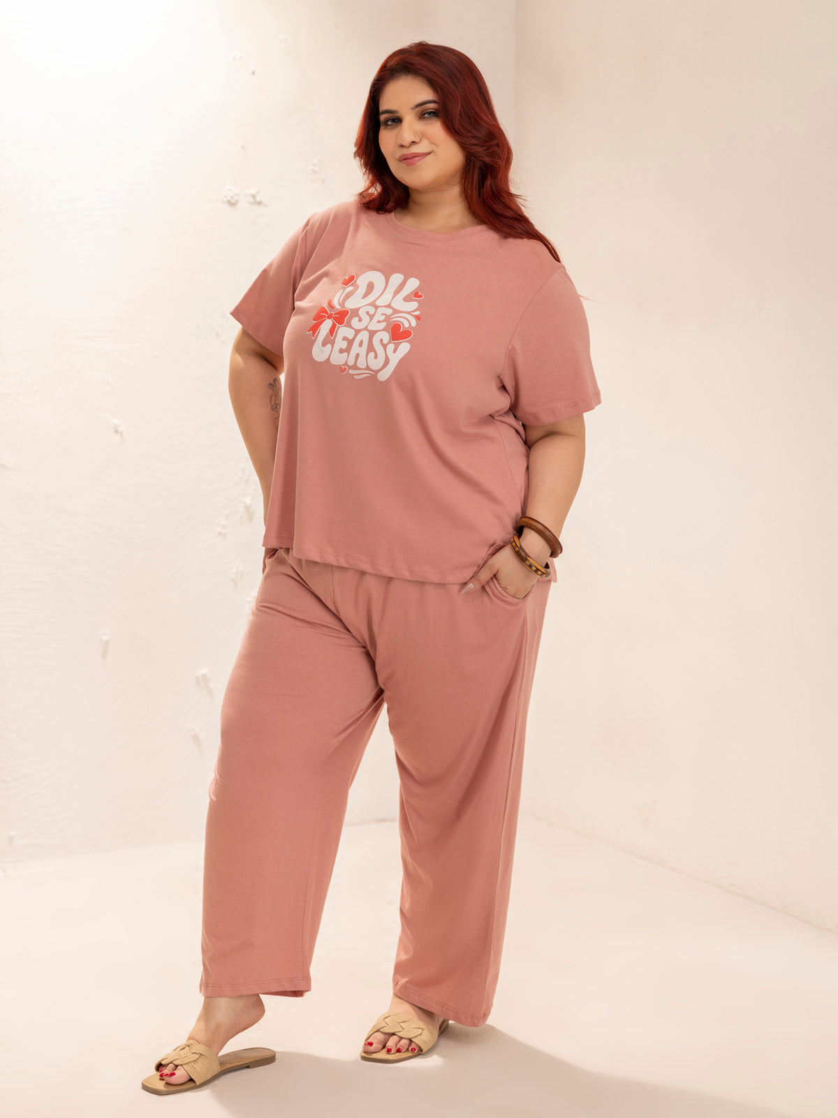 Ultra Comfy Plus Size Night Suit Set (Peach)