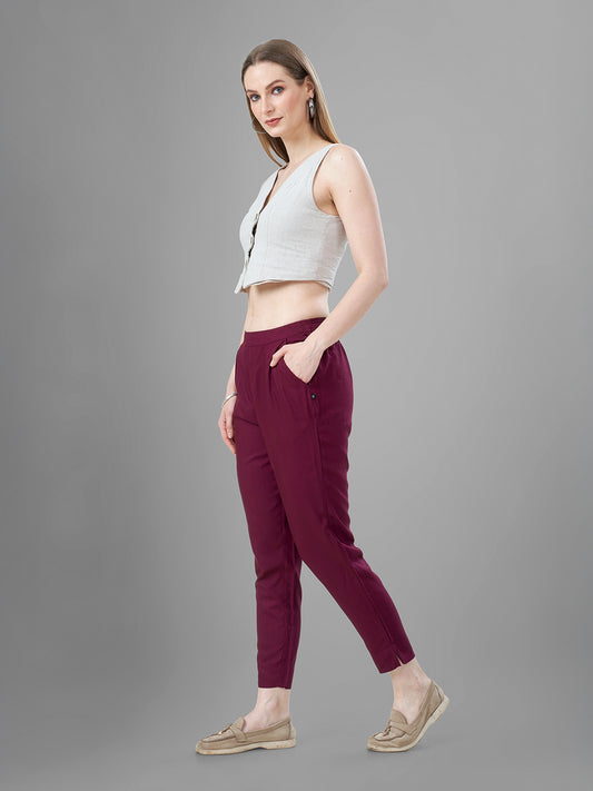 Wine Trendy straight Kurti Pants for Women