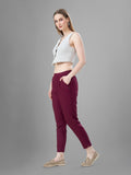 Trendy Straight Kurti Pants For Women In Solid Colors | Tittli (Wine)
