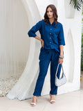 Shirt And Trouser Denim  Co-Ord Set (D. Blue)