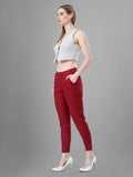 Trendy Straight Kurti Pants For Women In Solid Colors | Tittli (Maroon)