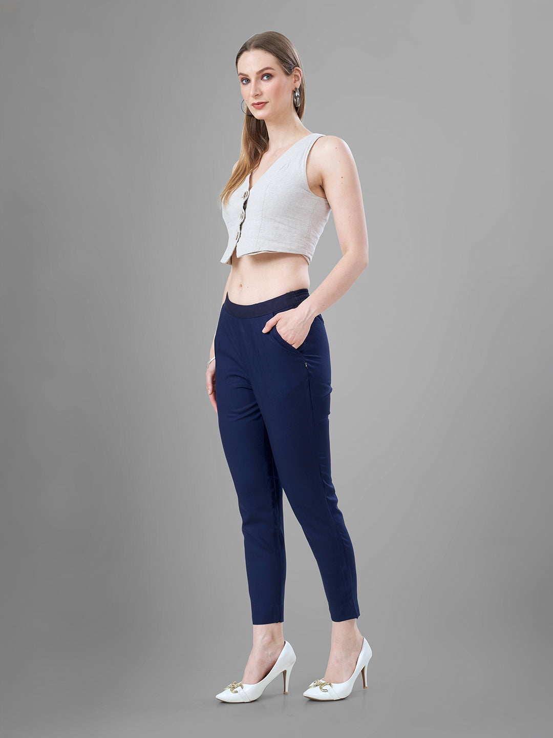 Navy Blue Trendy straight Kurti Pants for Women