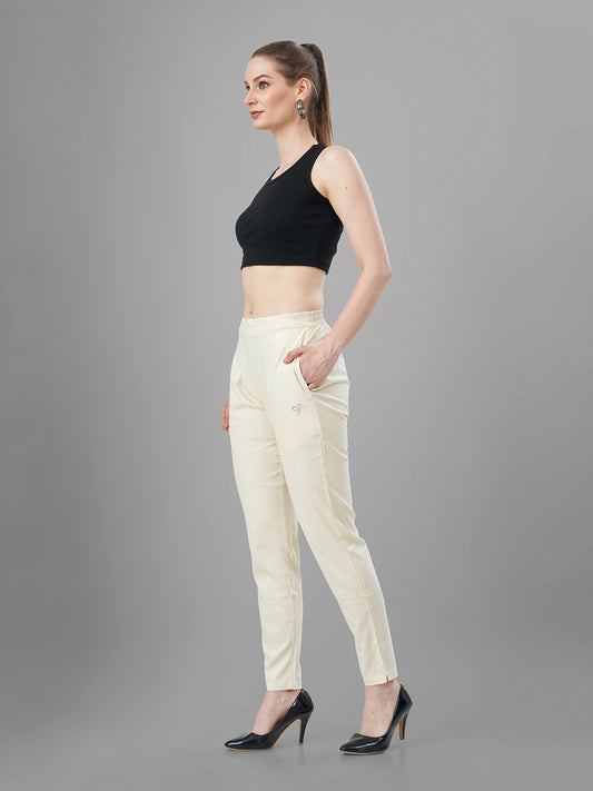 Buy Casual Pants for Women in Cream