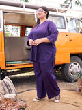 Cotton Silk Tunic & Trouser Plus Size Co-Ord Set (Violet)