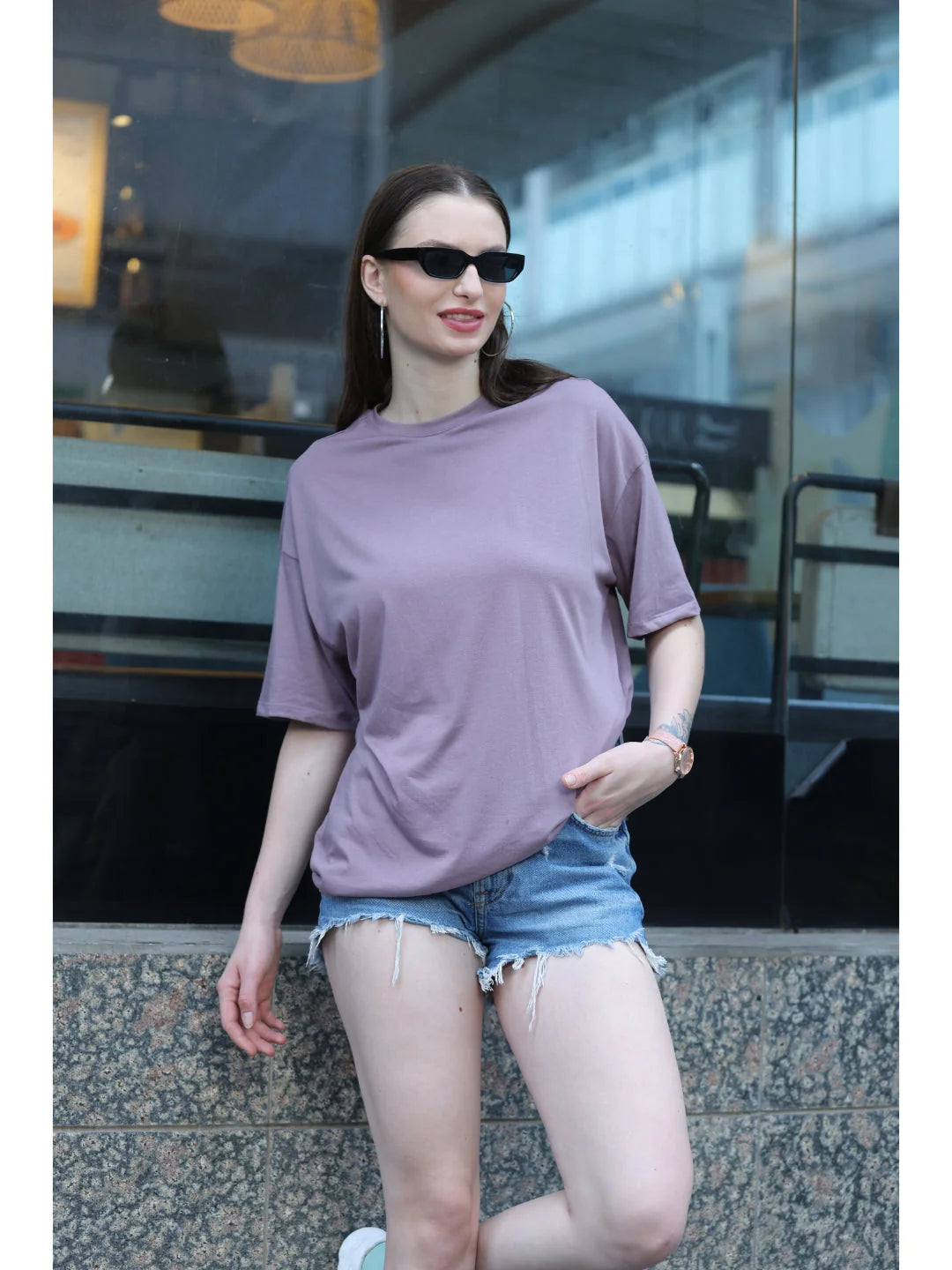 Oversized Cotton T-Shirt For Women (Bronze)
