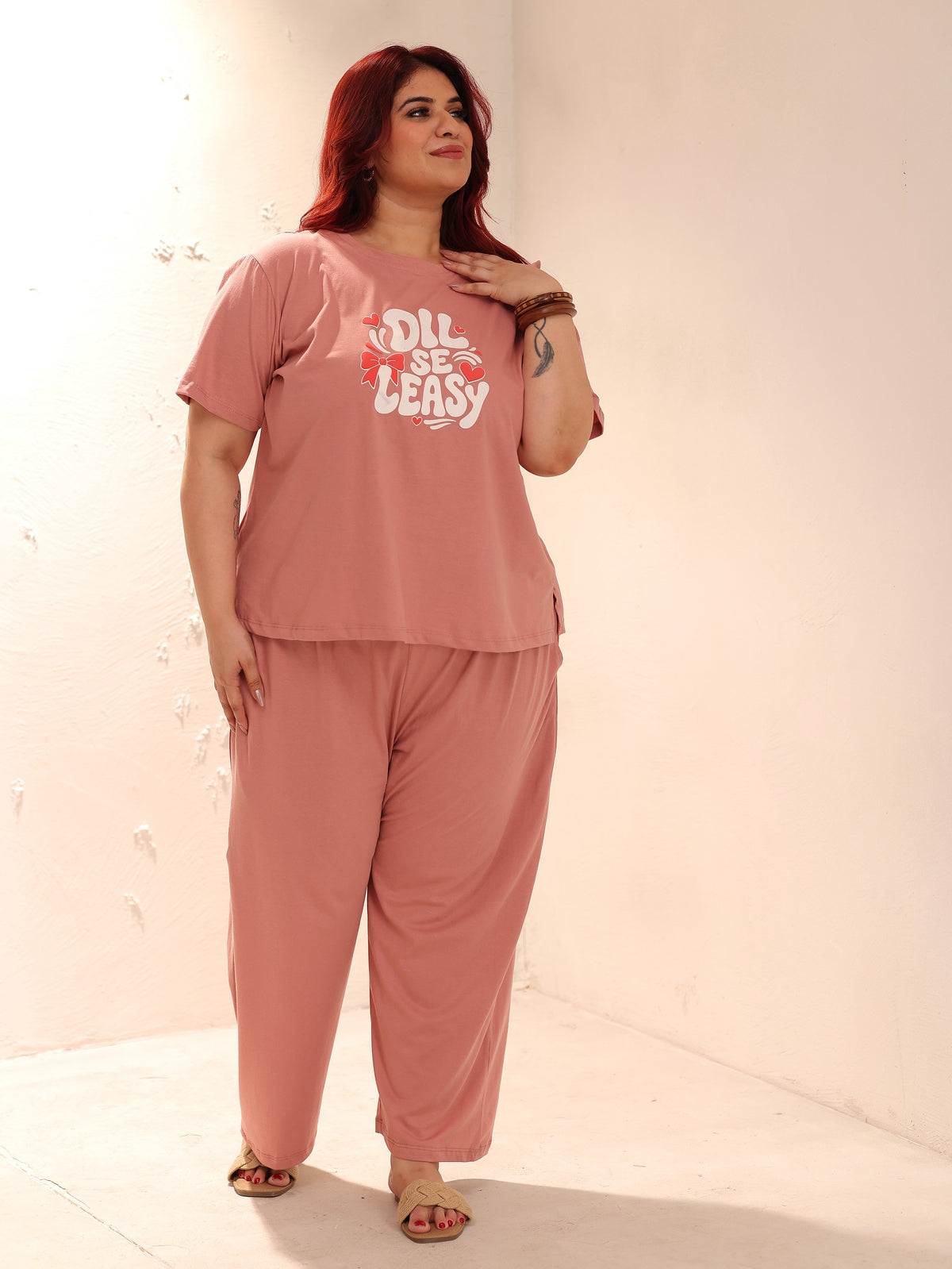 Ultra Comfy Plus Size Night Suit Set (Peach)