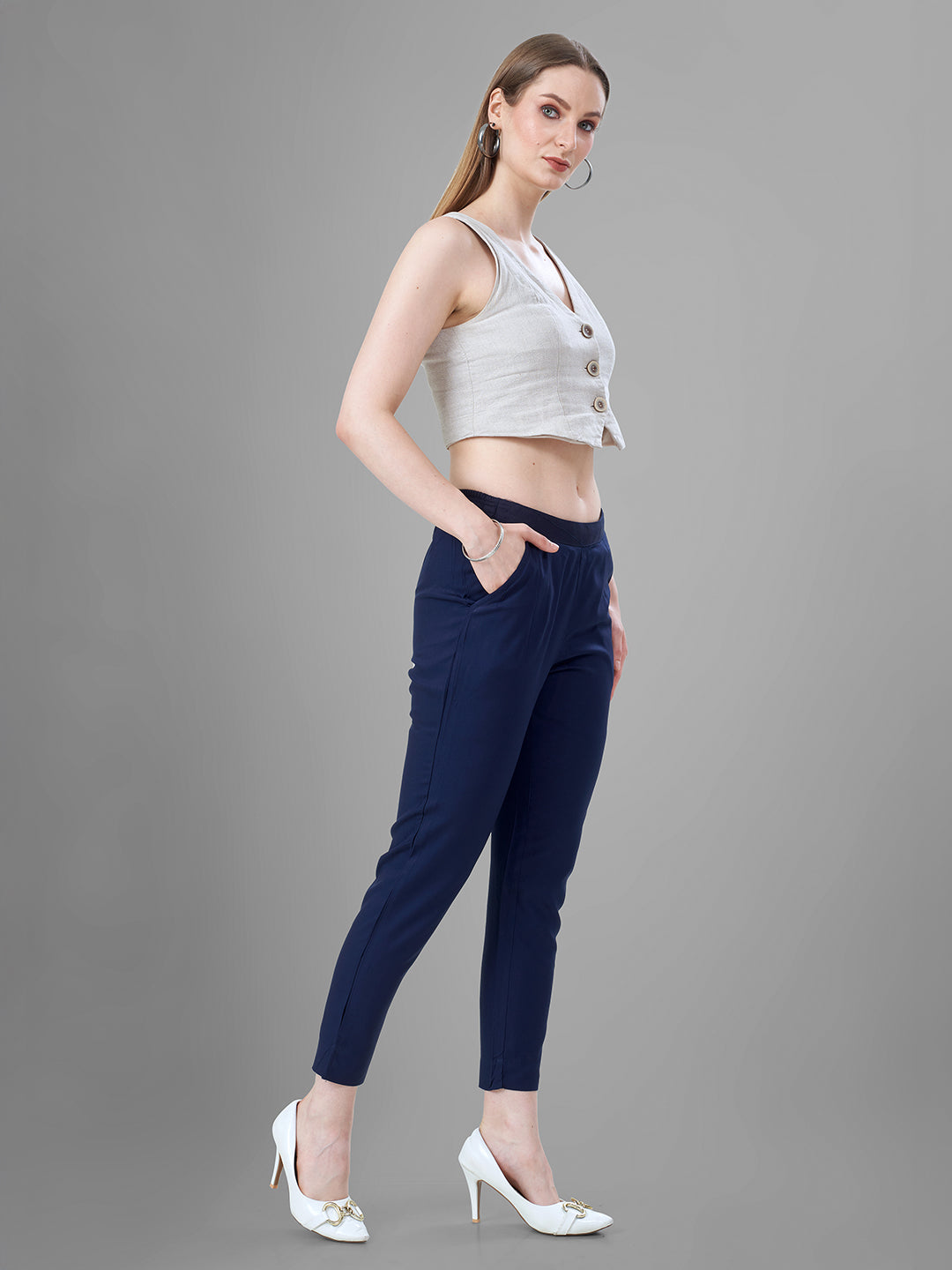 Navy Blue Trendy straight Kurti Pants for Women online