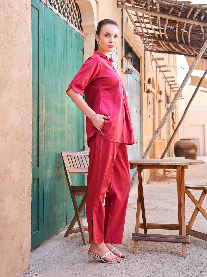 Carrot Color Tunic and Palazzo Co-Ord Set Available Online at Tittli India