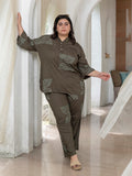 Plus size Rayon Digital Printed Tunic & Trouser Co-Ord Set (B.green)
