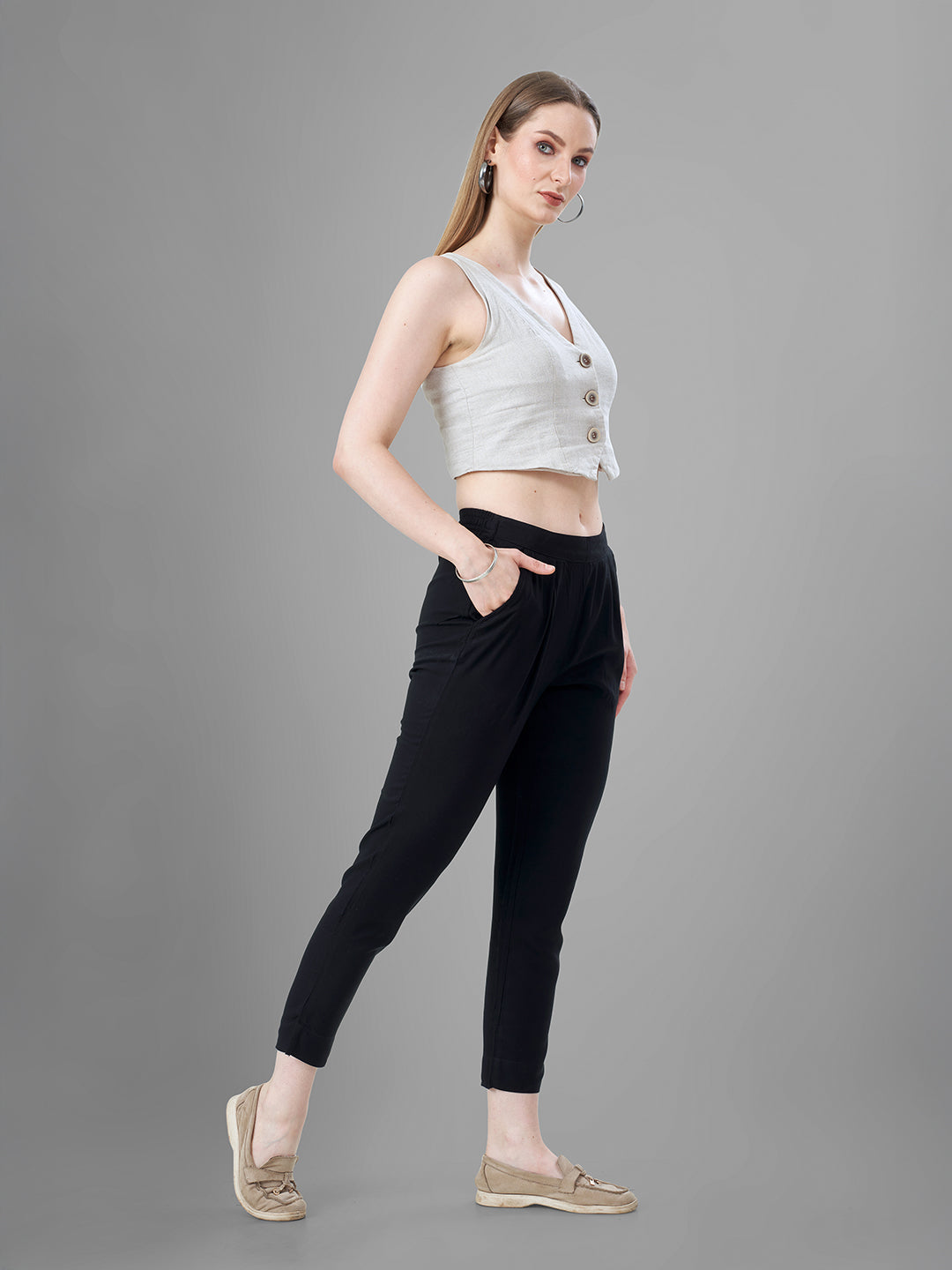 Trendy straight Kurti Pants for Women in black | Tittli
