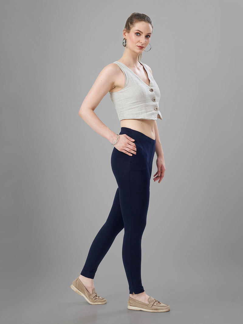 Navy Blue Straight Pants for Kurtis | Tittli