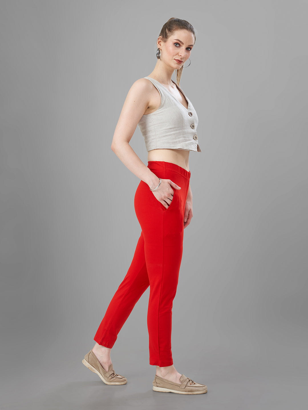 Red Straight Pants for Kurtis | Tittli