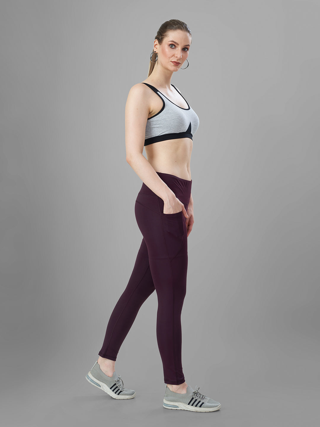 Wine Gym Tights for Women Online Side View