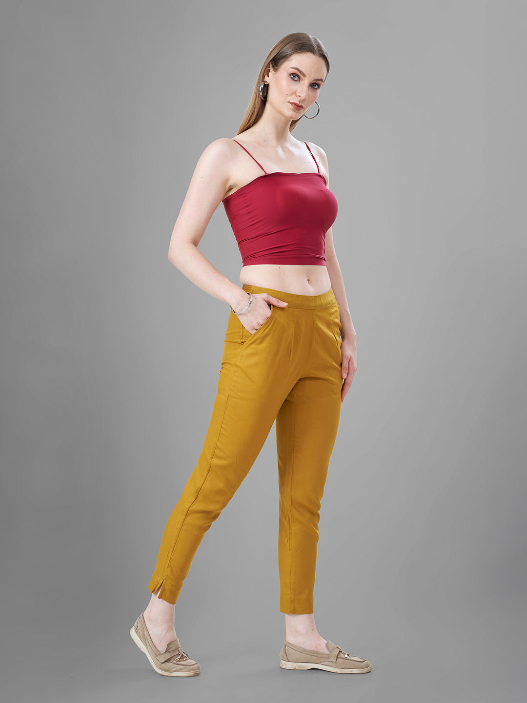 Mustard Trendy straight Kurti Pants for Women online