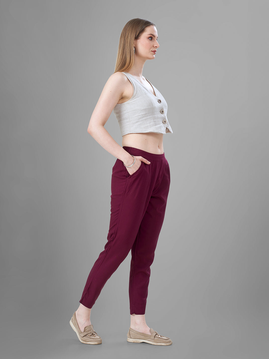 Wine Trendy straight Kurti Pants for Women online